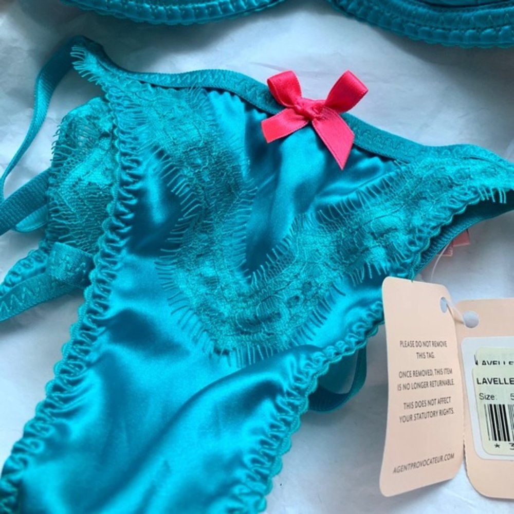Agent Provocateur Lavelle Silk TurquoiseBlue thong